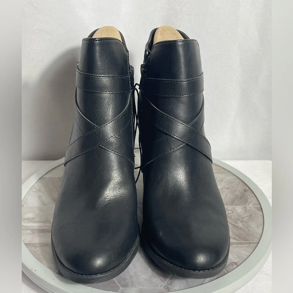 Style & Co ZETAA Black Ankle Boots 10M Block Heel Buckle Strap Zip NWB